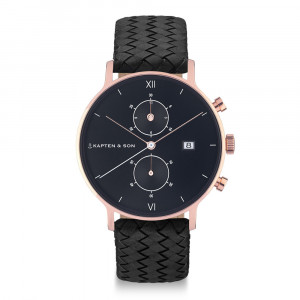 Kapten & Son Watch Chrono All Black Woven Leather