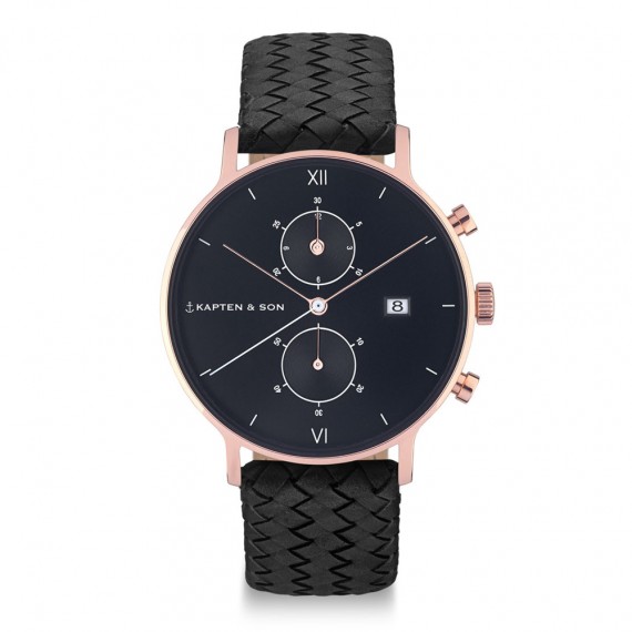 
									Kapten & Son Watch Chrono All Black Woven Leather 