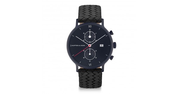 Kapten & Son Watches Chrono Black Midnight Woven Leather - Watches Of