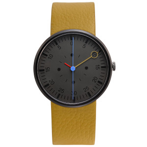 Optimef Watch Fărăzece Black / yellow leather strap