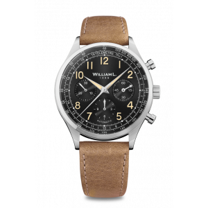 WILLIAM L. 1985 Watch Automatic Chronograph - Black and Brown Leather (Pre-order)