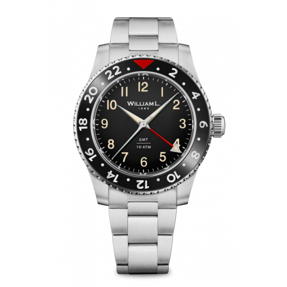 
									WILLIAM L. 1985 Watch GMT - Black and Metal 