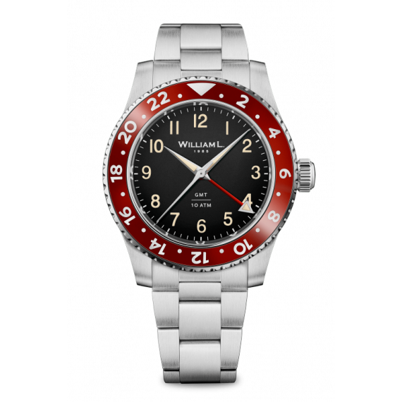 
									WILLIAM L. 1985 Watch GMT - Red and Metal 