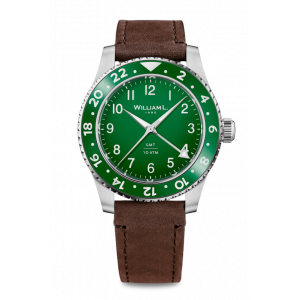 WILLIAM L. 1985 Watch GMT - Green and Brown Leather