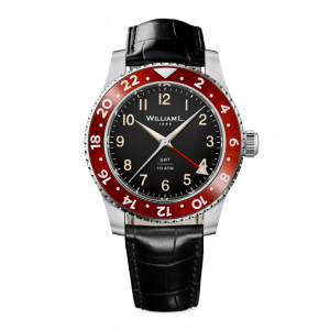 WILLIAM L. 1985 Watch GMT - Red and Black Croco