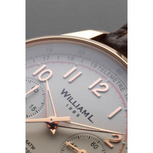 
									WILLIAM L. 1985 Watch Vintage Style Chronograph - Rose Gold and Brown Buffalo
