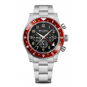WILLIAM L. 1985 Watch Chrono Dual Time - Red and Metal