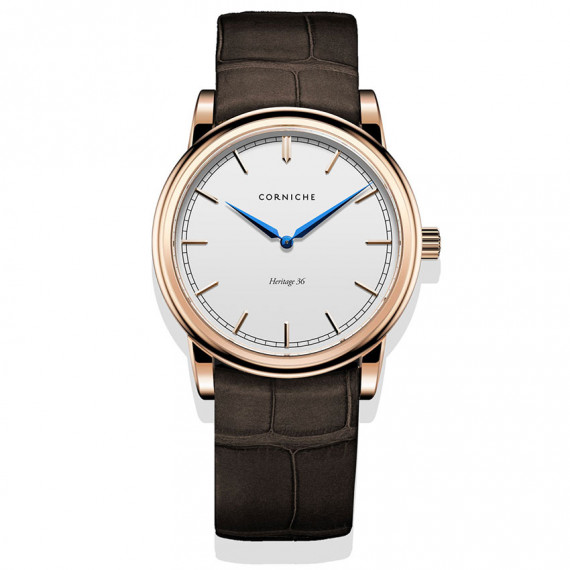 
									Corniche Watch Heritage 36 - Rose Gold and Chocolate Leather 
