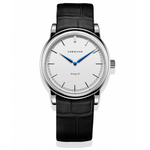 Corniche Watch Heritage 36 - Steel and Black Leather