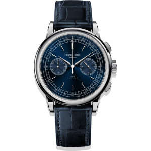 Corniche Watch Heritage Chronograph - Steel and Midnight Blue Leather