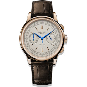 Corniche Watch Heritage Chronograph - Rose Gold and Chocolate Brown Leather
