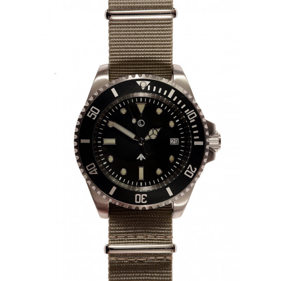 
									MWC 24 Jewel 300m Automatic Military Divers Watch with Sapphire Crystal and Ceramic Bezel on a NATO Webbing Strap 