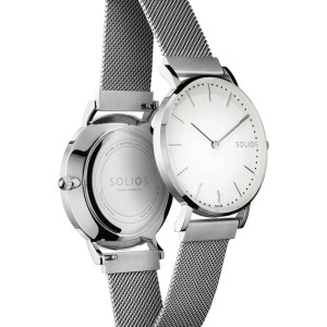 
									Solios Watch Solar White | Silver Mesh 36mm - Silver Case