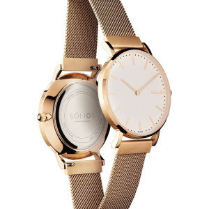 
									Solios Watch Solar White | Rose Gold Mesh 36mm - Rose Gold Case