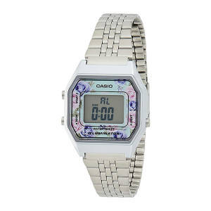 CASIO Watch Vintage LA680WA-2C Silver and Full Floral