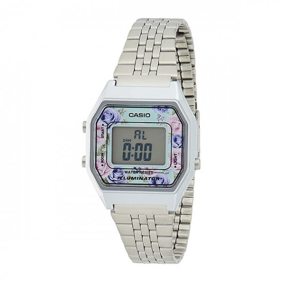 
									CASIO Watch Vintage LA680WA-2C Silver and Full Floral 